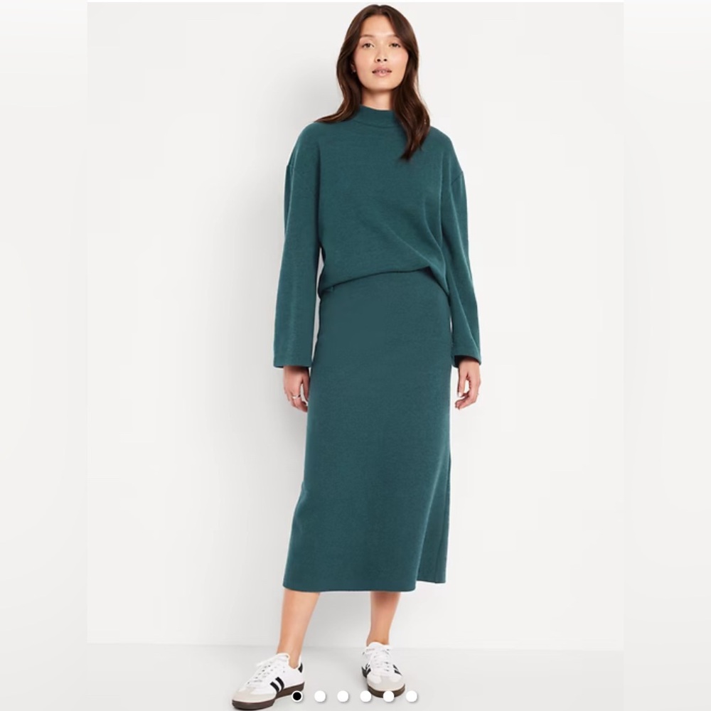 NEW OLD NAVY Cozy Knit MIDI Sweater Skirt in Jet Stream XS Extra Small 0